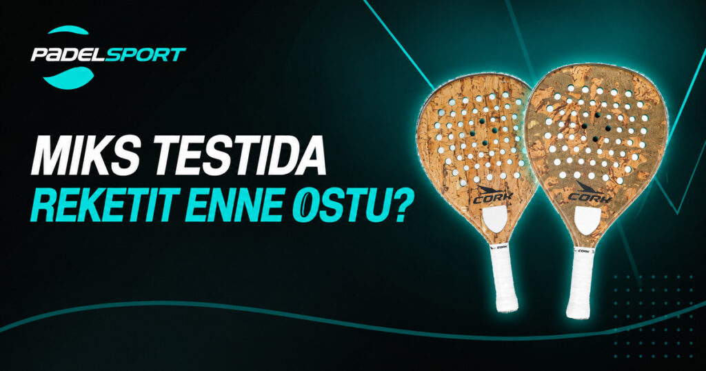 Kaks Corki padelireketit PadelSpordi artiklipildil: miks reketit enne ostu testida